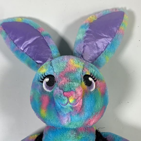 Build A Bear Tie Dye Bunny 21" Plush BAB Blue Purple Pink Stuffed Animal Rabbit - Picture 4 of 11